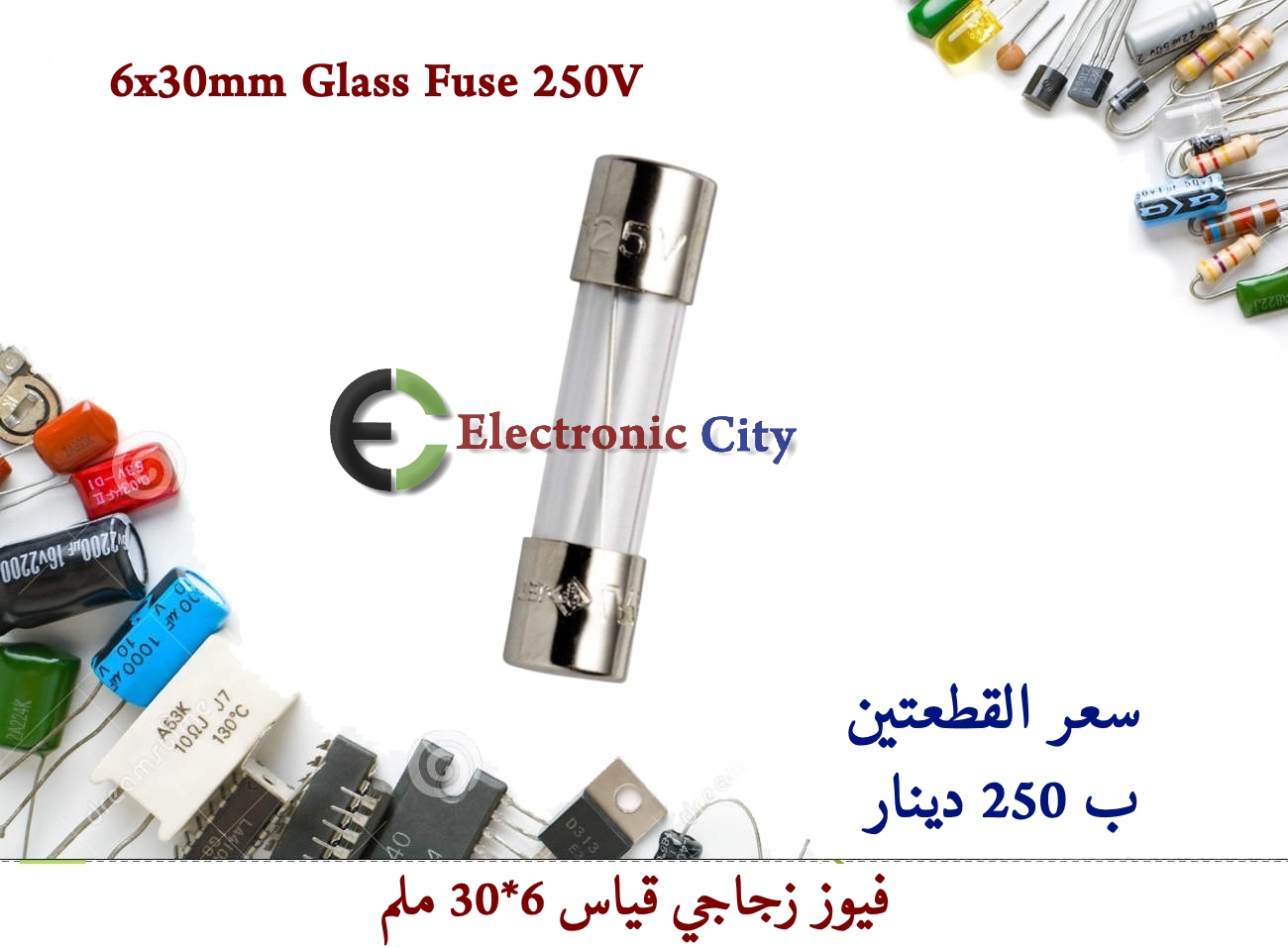 6x30mm Glass Fuse 250V     (2Pcs/Lot)
